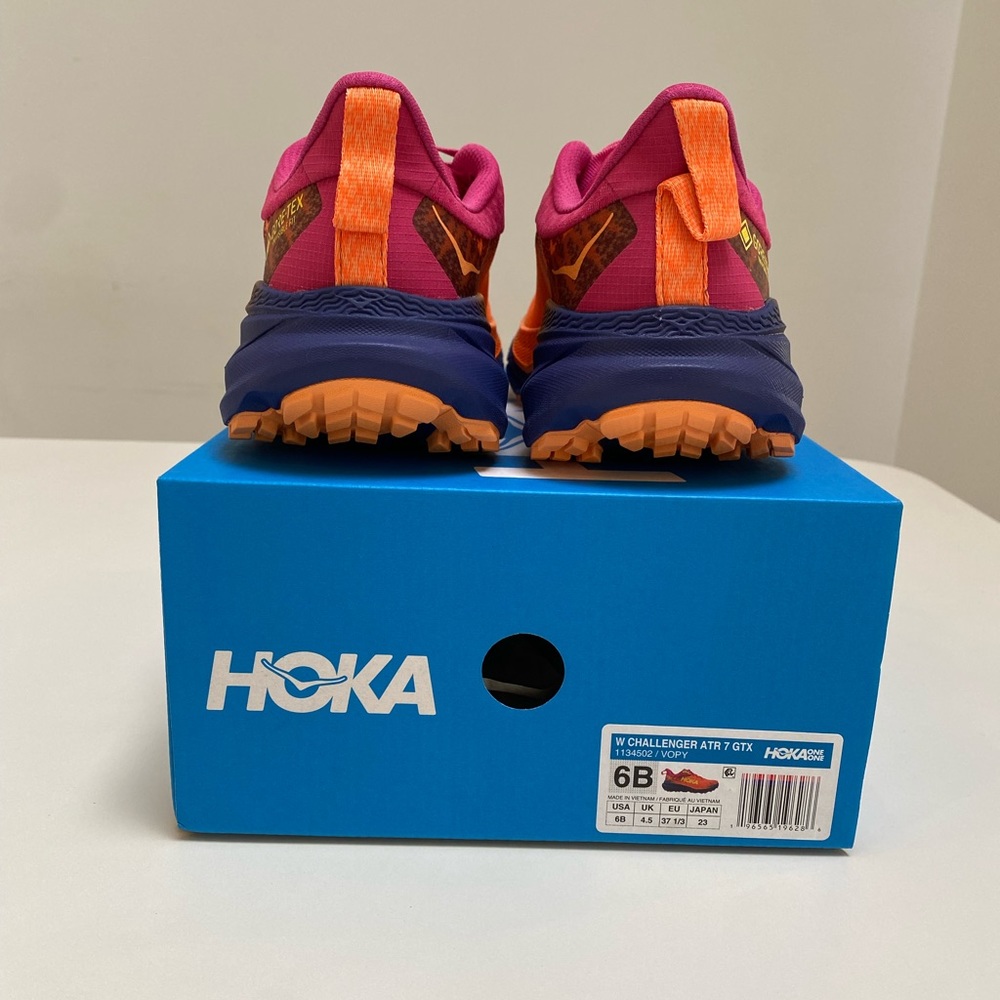Hoka Women’s Challenger ATR 7 GTX Vibrant Orange/Pink Yarrow size 6 New in Box - Picture 7 of 8